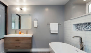 Badkamer met XLS Mirror verwarmingspaneel