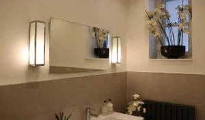 Badkamer met XLS Mirror verwarmingspaneel